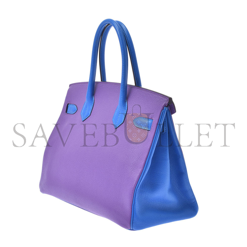 H**mes master birkin 30 togo leather anemone purple with electric blue gold buckle bag 800000091270000 (30*23*15cm)